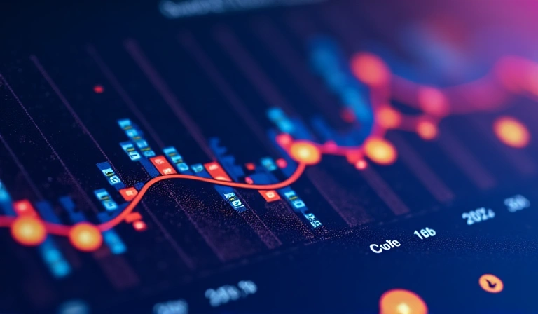 Gráfico de análisis de datos con iconos de cookies flotando