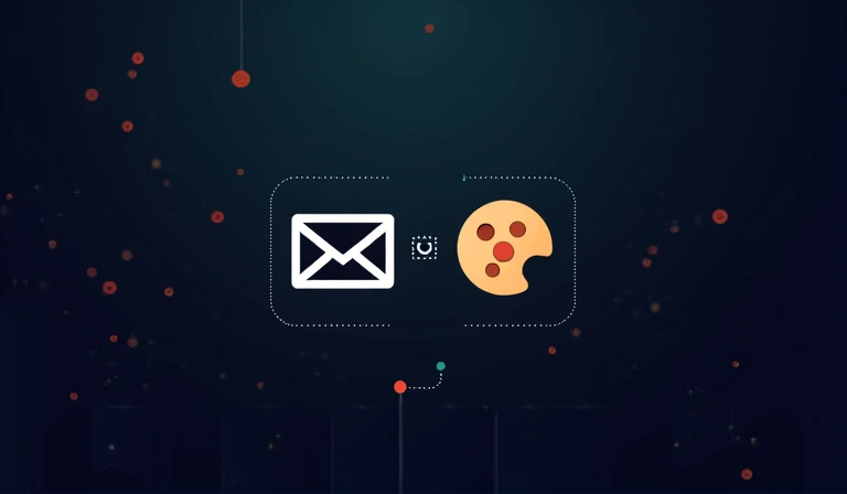 Icono de un sobre de correo y un símbolo de cookie, representando contacto sobre cookies