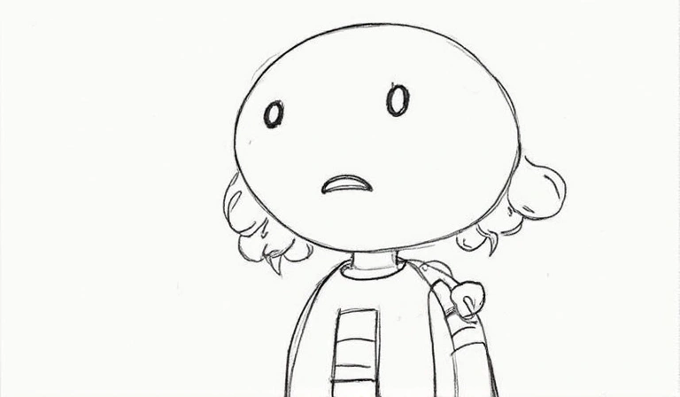 Boceto de un personaje secundario o mascota del juego Boardgame Universe.