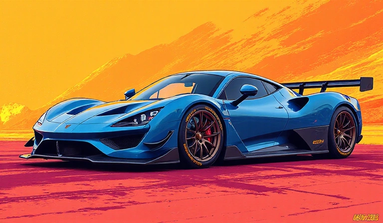 Diseño abstracto de coche de carreras, arte lineal con fondo vibrante para Boardgame Universe.