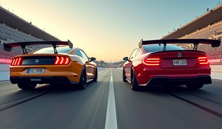 Duelo intenso entre dos coches en el último tramo de la carrera en Boardgame Universe.