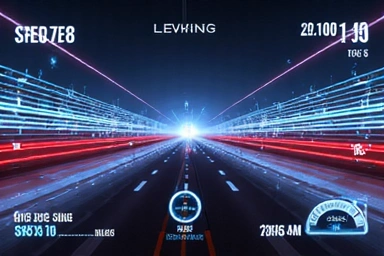 Diseño de interfaz de usuario de un juego de carreras con indicadores de velocidad y puntos.