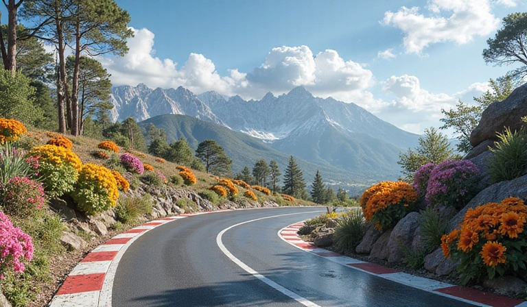 Concept art of alien flora on a racing track, intricate details, vibrant, no text